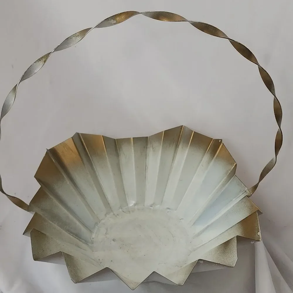 Vintage Metal Flower Basket Coquette